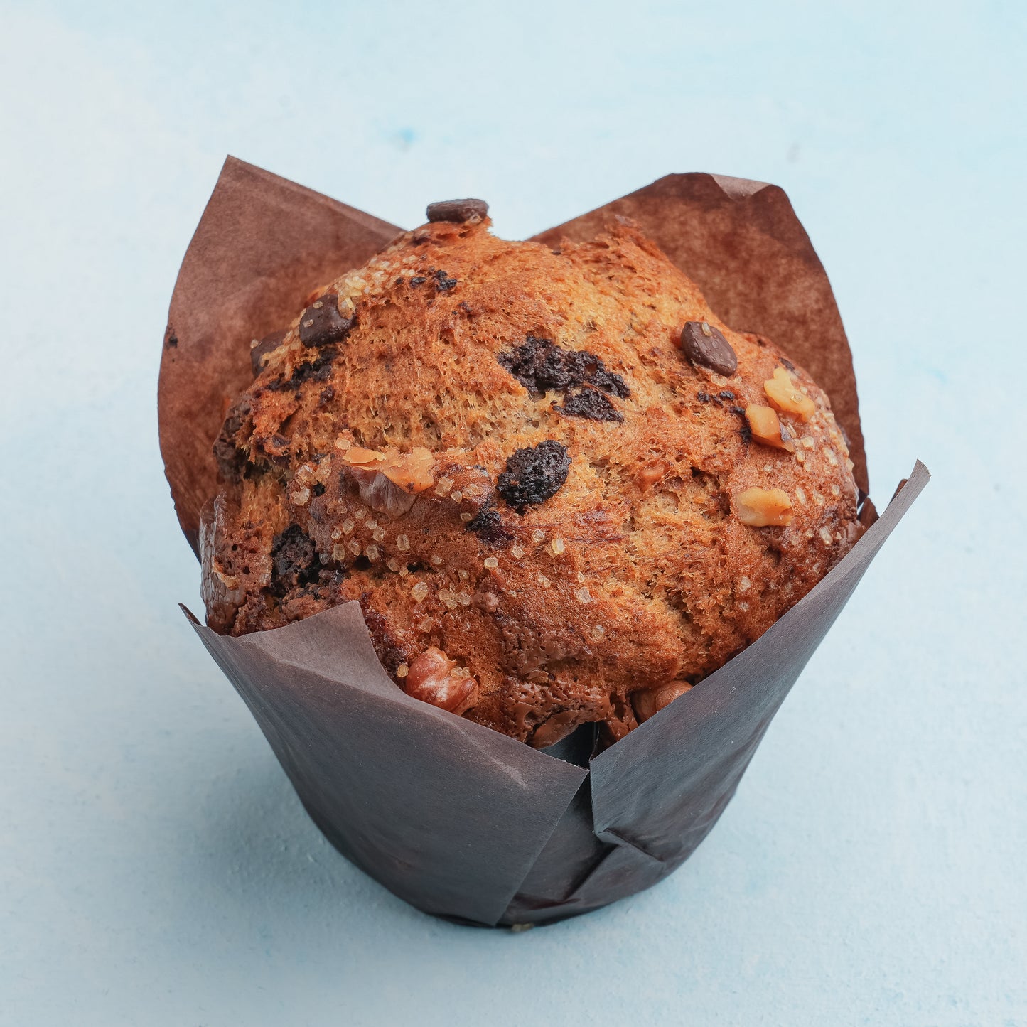 banana chocolate walnut muffin
